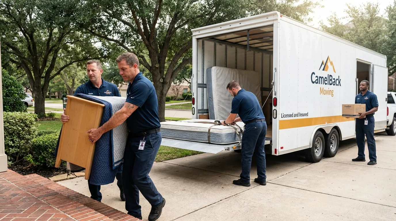 Crew loading residential truck for cross-state move from Terryville, CT