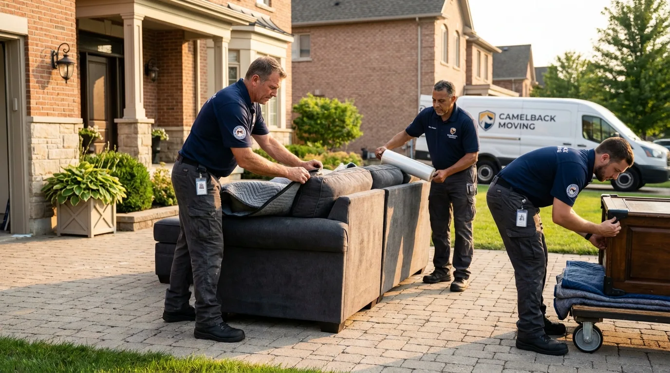 Large estate moving crew wrapping furniture in Terryville, CT