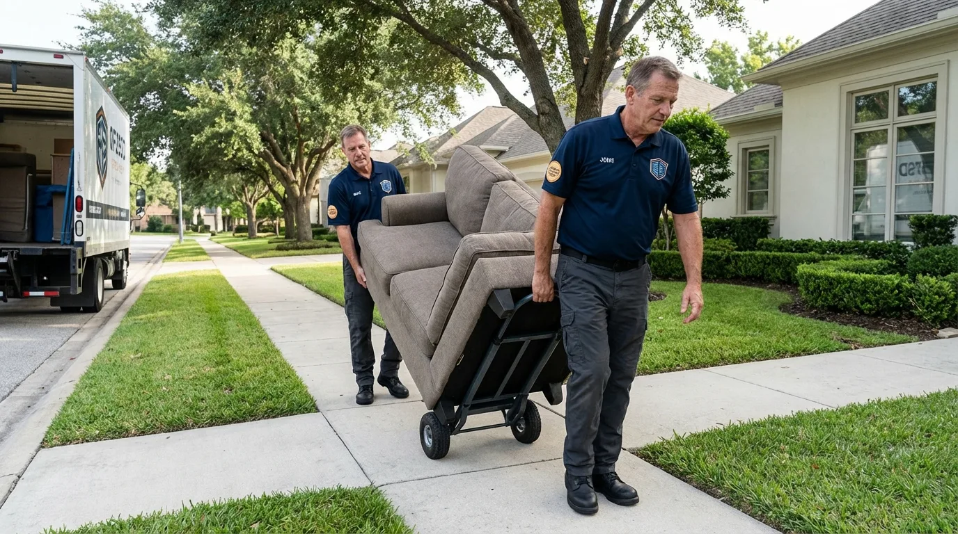 Local residential moving crew loading furniture in Terryville, CT
